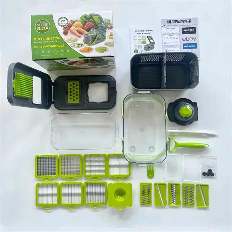 15/22 in 1 Multifunctional Vegetable Chopper Onion Chopper Handle Food Grate Food Chopper Kitchen Vegetable Slicer Dicer Cut