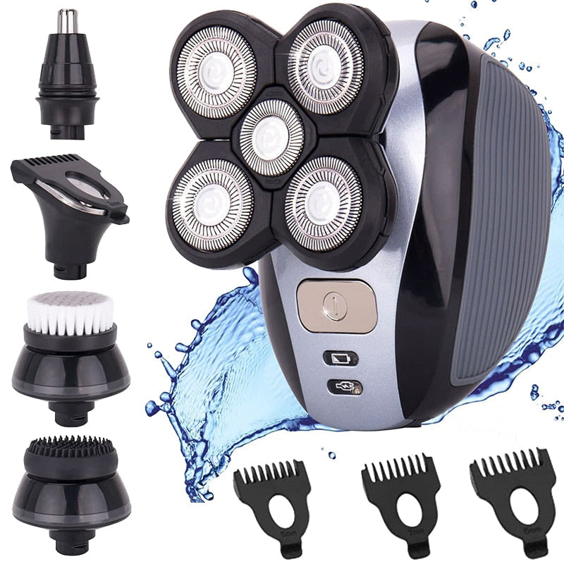 IPX7 High Quality 5 in 1 Men's Electric Shaver Waterproof USB Rechargeable Shaver Hair Trimmer Beard Trimmer Wet & Dry Razor