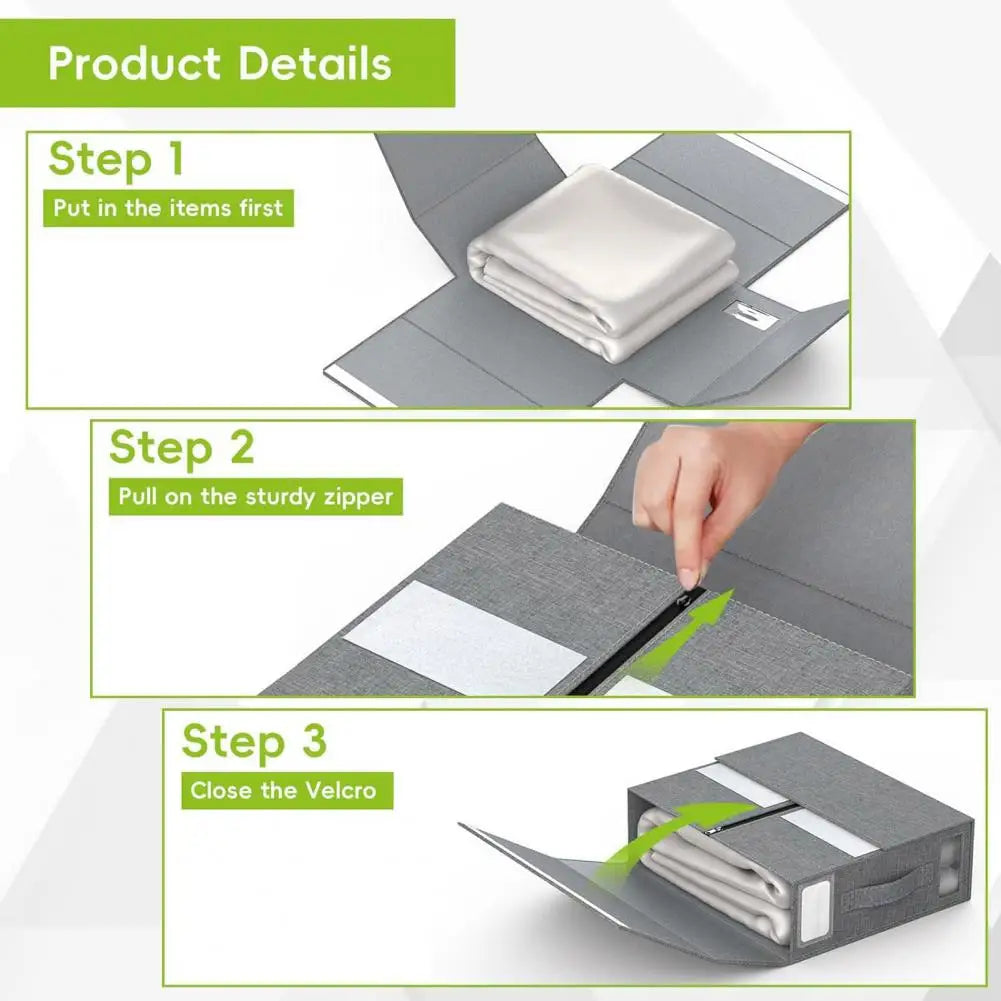 Portable Handle Bed Sheet Box Bed Sheet Storage Box Capacity Bed Sheet Storage Box with Window Dust Proof Foldable for Clothes