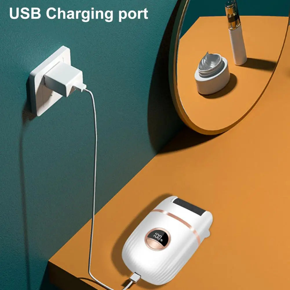 LED Rechargeable Wireless Electric Foot File Cuticle Callus Remover Machine Pedicure Tools Foot Heel Care Tool With Sandpaper