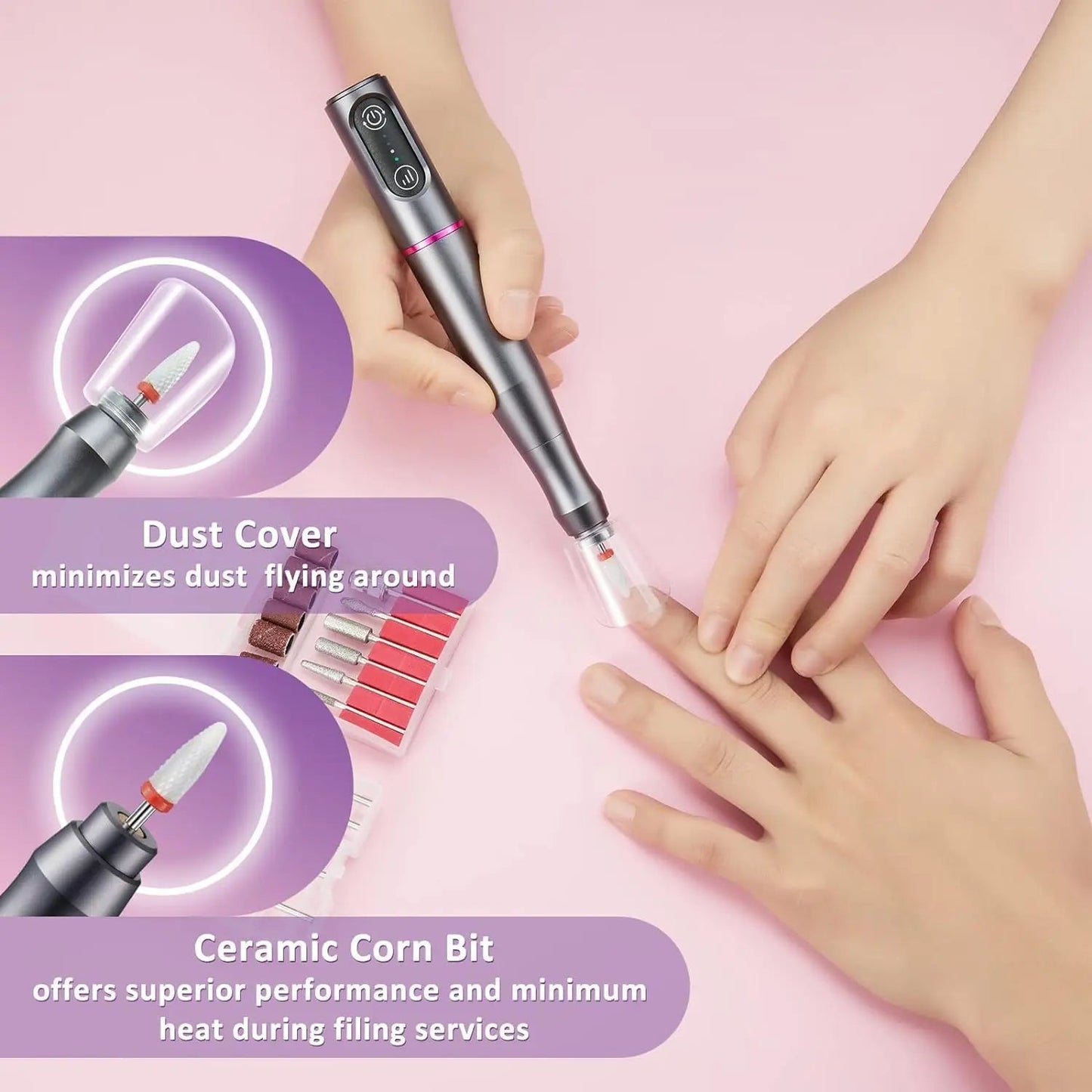 Electric Nail Drill Machine Professional Electric Nail File for Acrylic Gel Nails Efile Manicure for Grinding Polishing Trimming