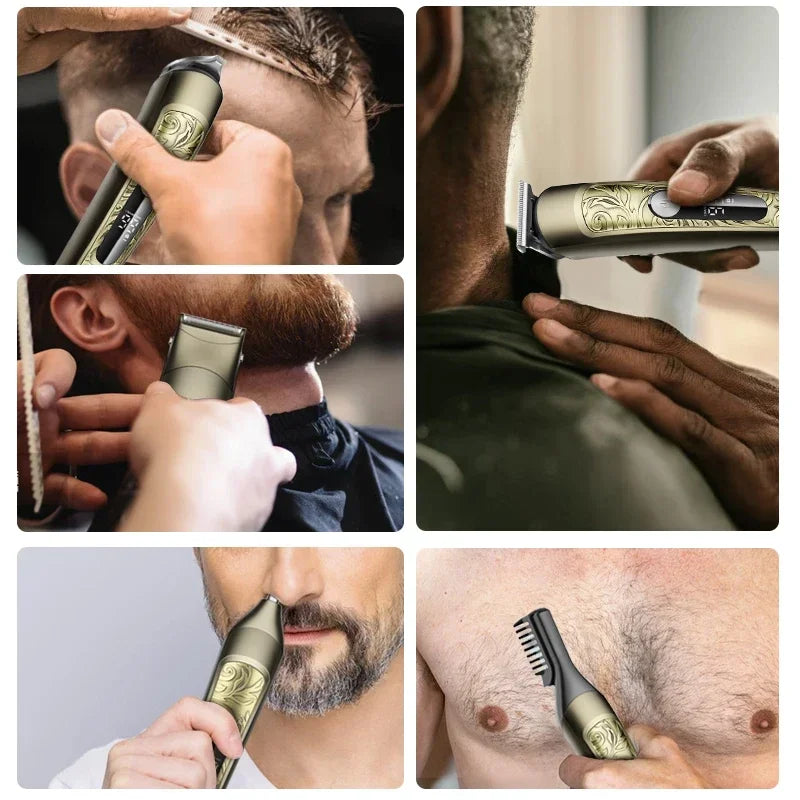 6 in 1 Multi-functional Waterproof Hair Clipper Ears Nose Hair Trimmer Electric Shaver Men's Grooming Tools