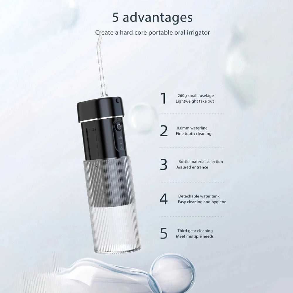 Oral Irrigator Water Flosser for Teeth Portable IPX7 Waterproof Rechargeable Dental Oral Flossing Irrigator With Travel Bag