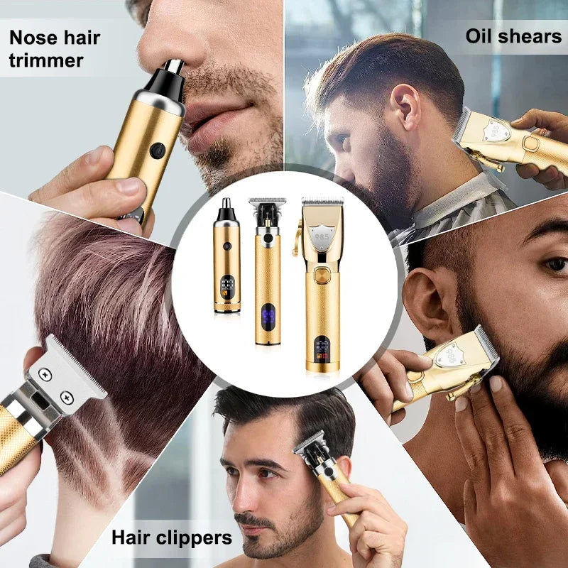 Hair Clippers Ears Nose Hair Trimmer Set With Bag Hair Cutting Machine Men's Grooming Tools
