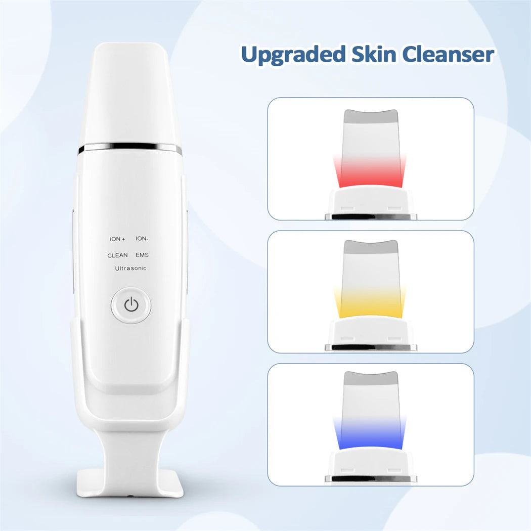 Ultrasonic Skin Scrubber EMS Vibration Ion Acne Pore Blackhead Remover Peeling Tool Electric Deep Face Cleaner