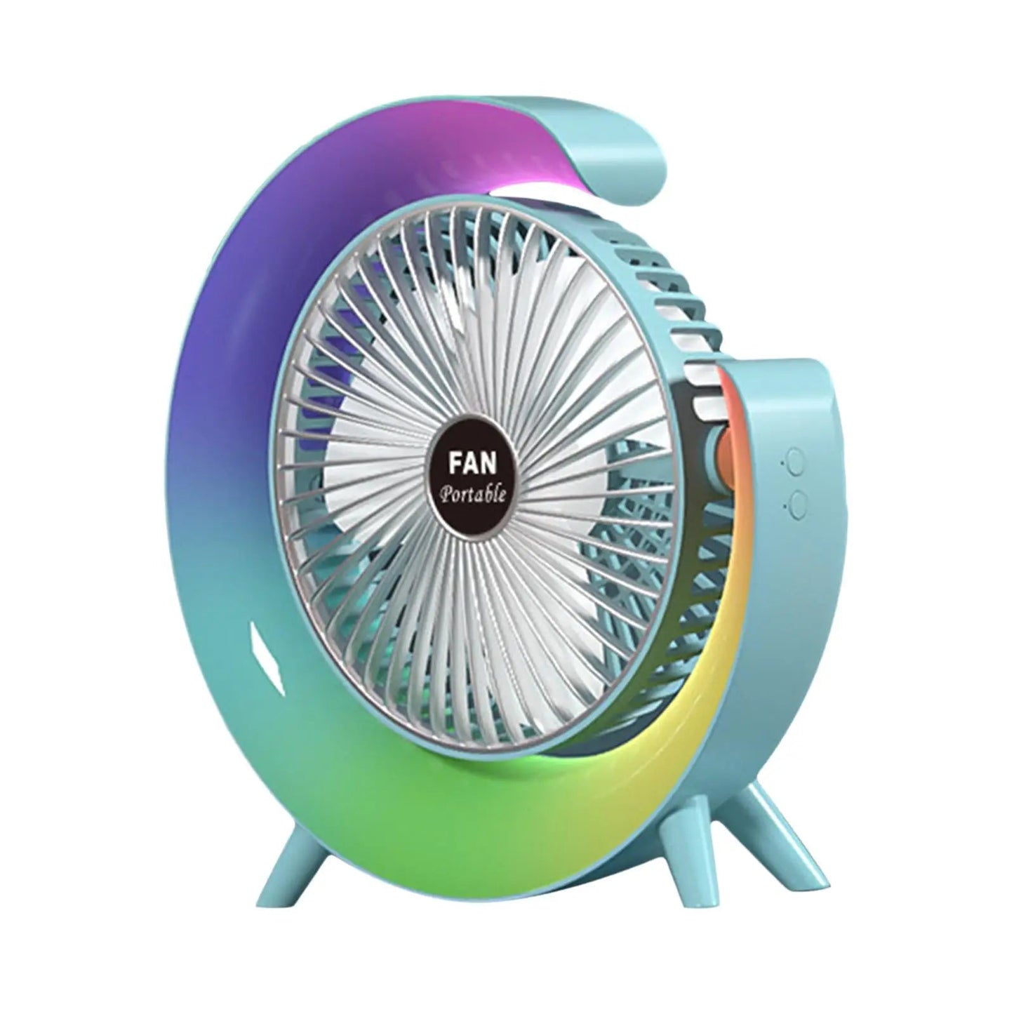USB Desk Fan Quiet 3 Speeds Angle Adjustable with 5 Light Modes USB Desk Fan Personal Fan for Home Bedroom Travel Indoor Office