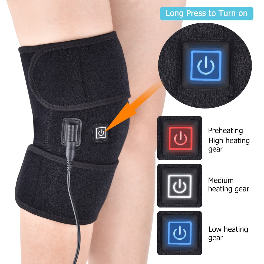 Heating Knee Pads Knee Brace Support Pads Thermal Heat Treatment Wrap Hot Compress Knee Massager for Cramps Arthritis Pain Relief