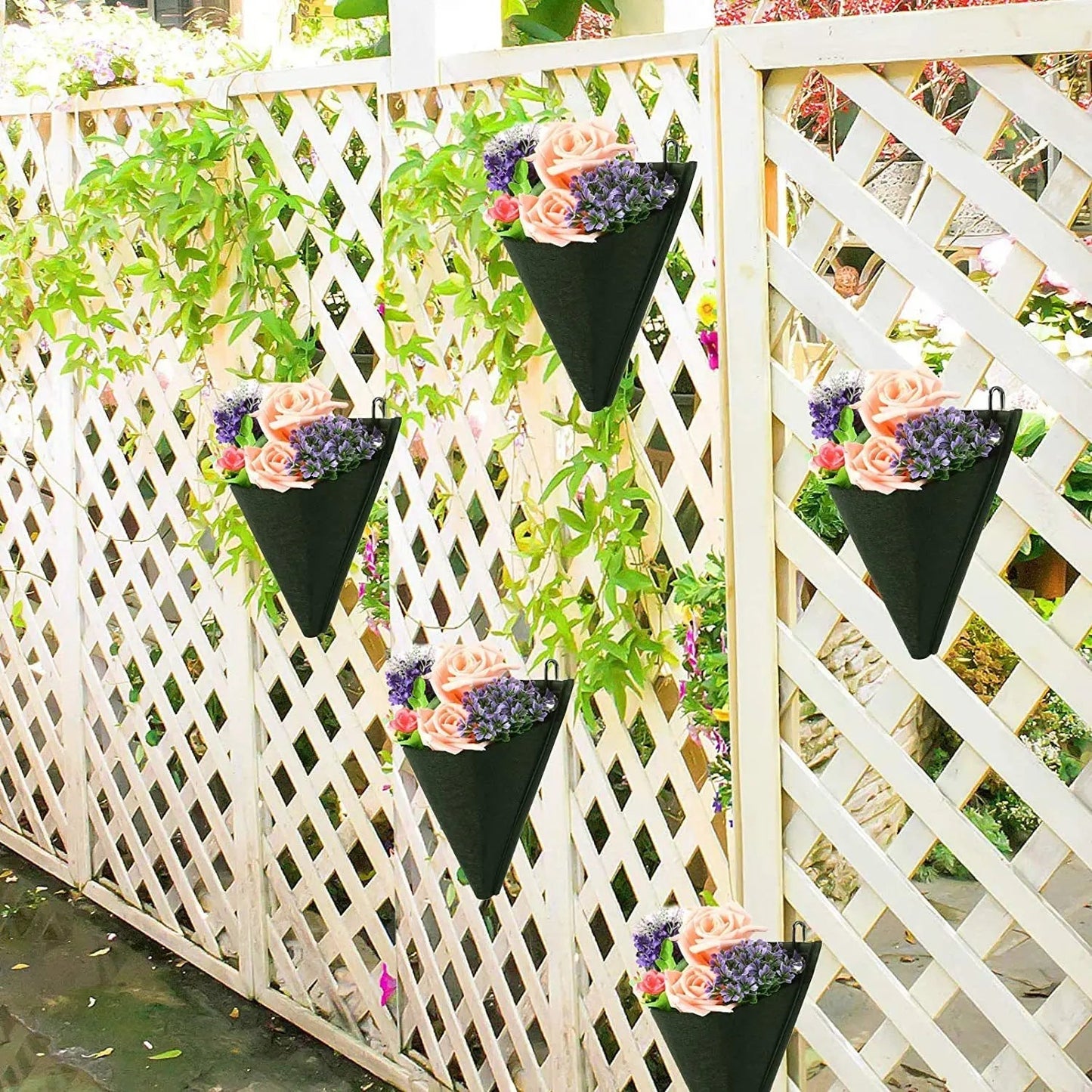 Plants Hanging Bag with Hook Garden Plant Bag Wall Mount Pocket Planter Bag Flower Bag Pot Non-woven Cloth Flower Stand