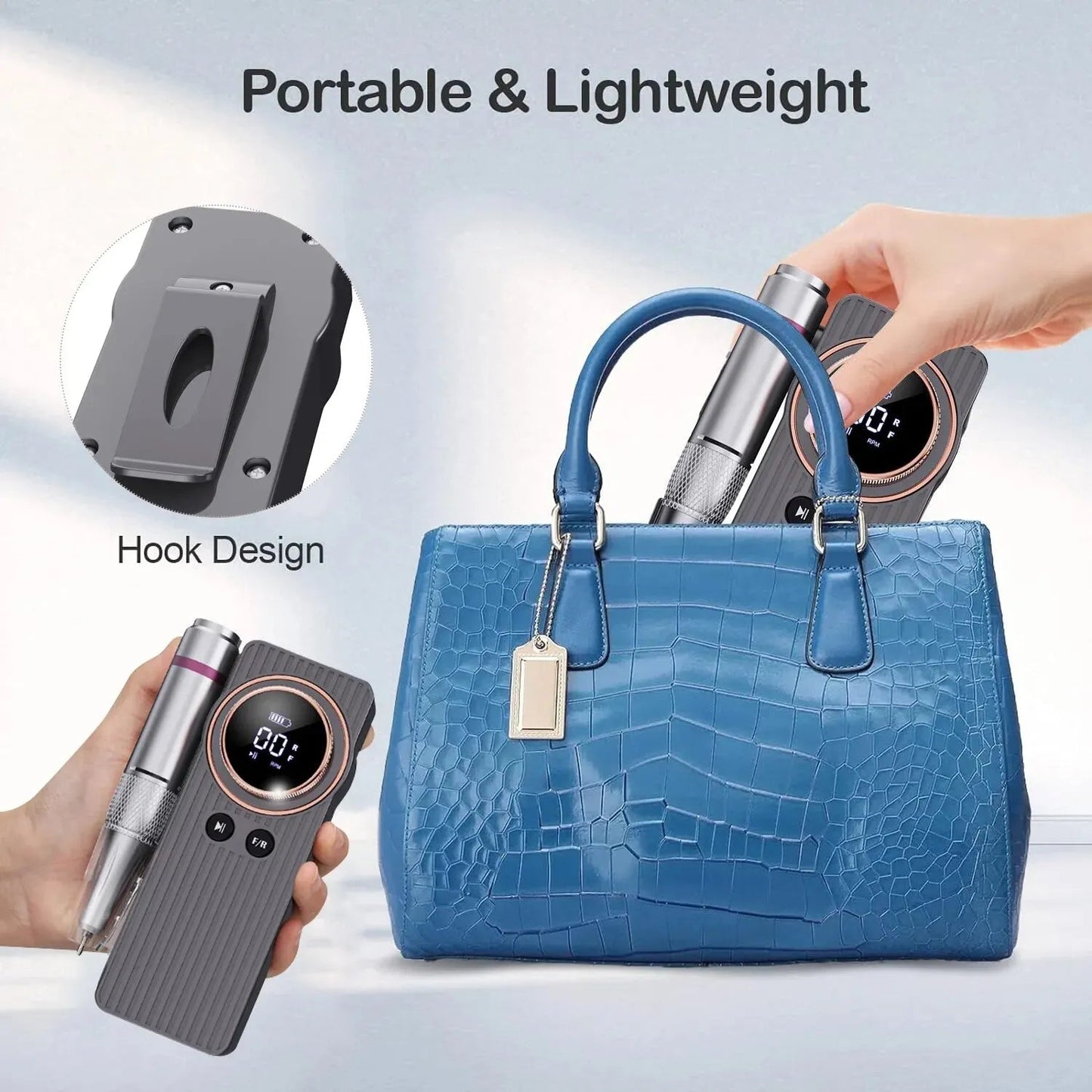 35000RPM Nail Drill Machine Electric Portable Nail File Rechargeable Nail Sander for Gel Nails Polishing For Home Manicure Salon