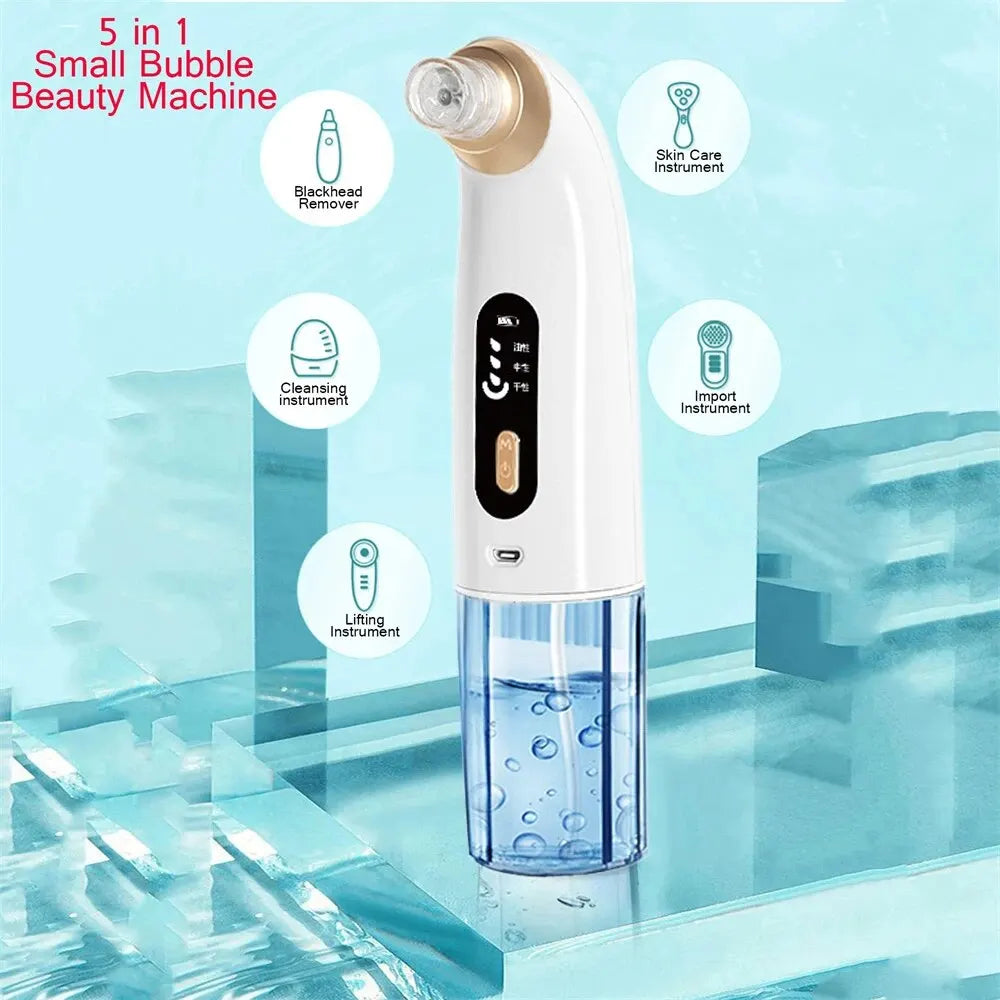 Electric Small Bubble Blackhead Remover USB Water Cycle Pore Acne Pimple Removal Vacuum Suction Facial Nose Cleaner Tool
