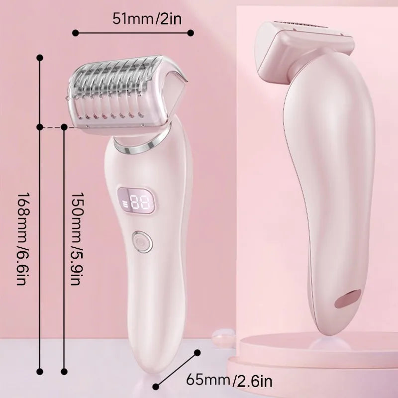 2-IN-1 Electric Shaver Razors for Women Legs Underarm Face Pubic Hairs,Wet Dry Use Rechargeable Bikini Trimmer Hair Removal