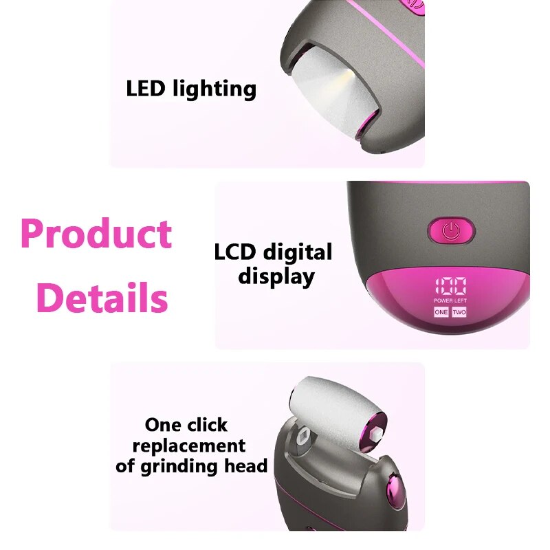 USB Rechargeable Electric Foot File Foot Callus Remover Machine Pedicure Device Feet Care Tools For Heels Hard Dead Skin Removal