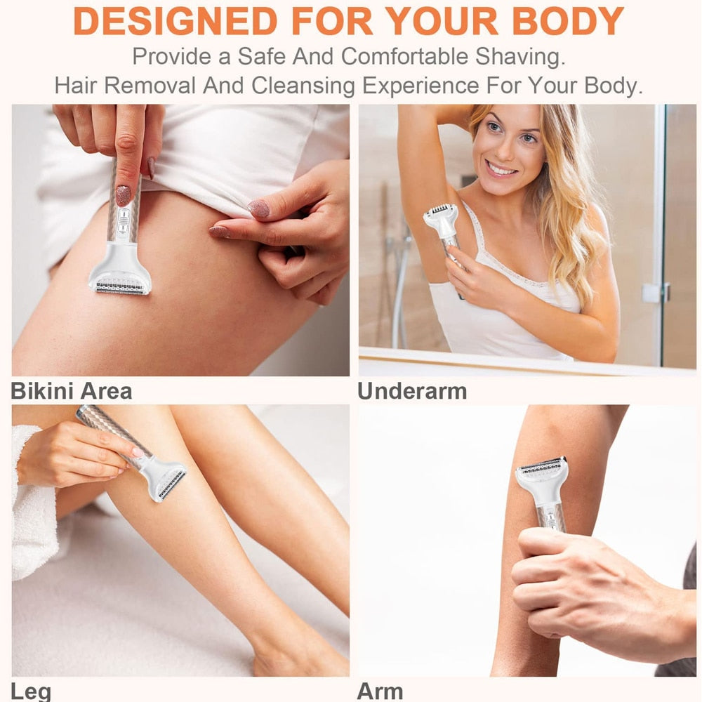 Portable Electric Razor for Women Body Nose Hair Trimmer Face Shavers Eyebrow Legs Armpit Bikini Hair Remover Women Epilator