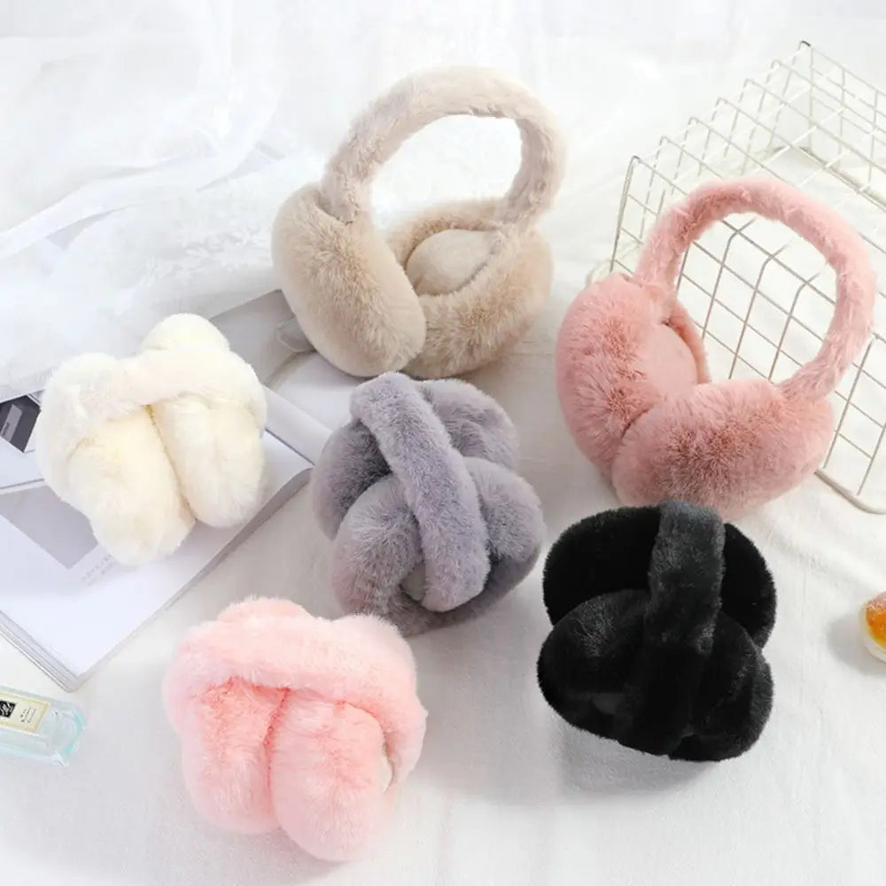 Soft Plush Ear Warmer Winter Warm Earmuffs Solid Color  Ear Cover Outdoor Cold Protection Ear-Muffs Folding Earflap Fashion