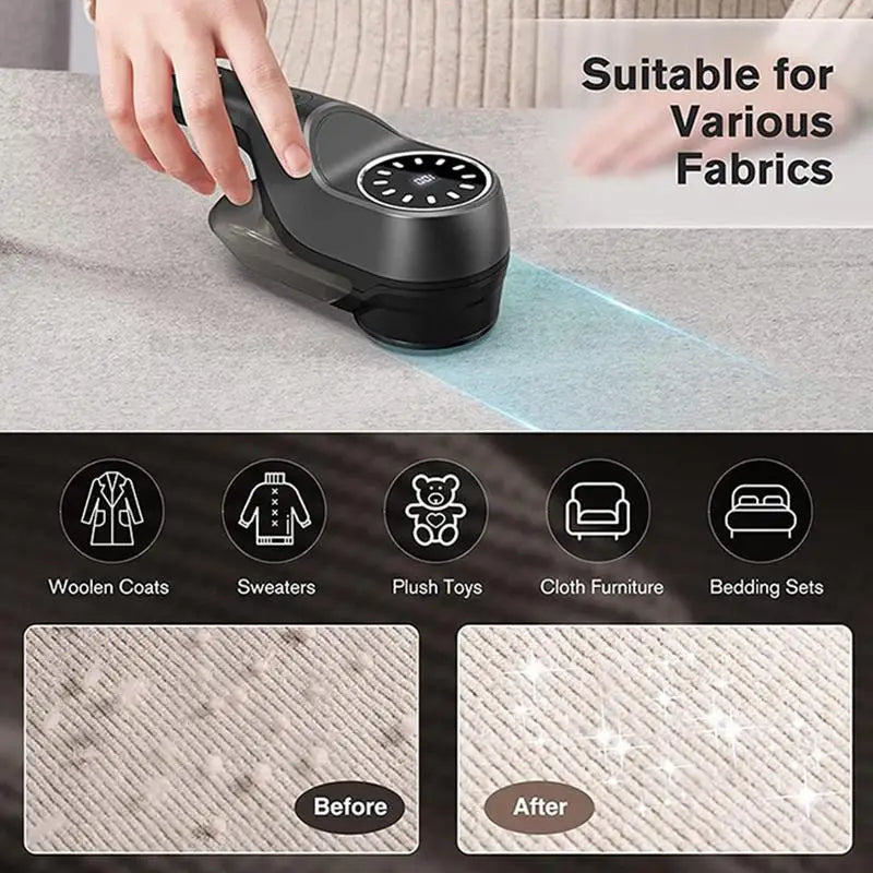 Electric Fabric Shavers Portable Fabric Lint Remover with LED Display Rechargeable Pill Remover for Carpet Blanket Sweater