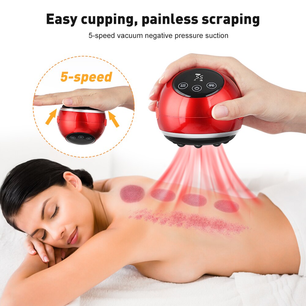 Electric Cupping Massager Vacuum Suction Cups Red Light Anti Cellulite Guasha Scraping Fat Burner Slimming