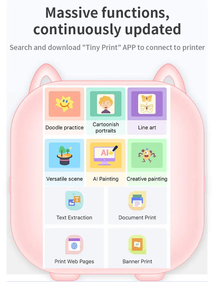Mini Printer Thermal Photo Label Memo Study Notes Self-adhesive Label Wrong Question With USB Cable Bluetooth Multiple Fonts BT