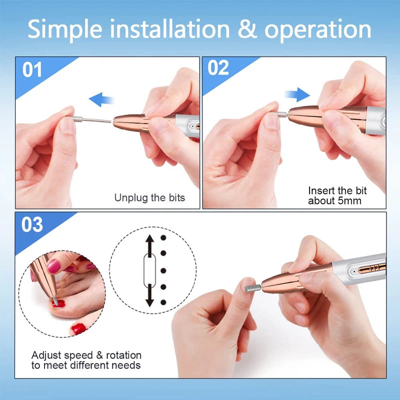 15000RPM Wireless Nail Drill USB Electric Nail Drill Machine For Manicure Milling Cutter Set For Gel Polishing Nail Equipment