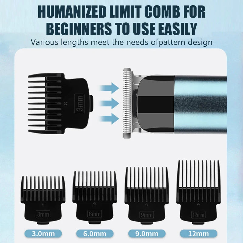 Hair Trimmer for Men Rechargeable Hair Clippers Beard Trimmer Home Haircut Kit Cordless Barber Grooming Sets Waterproof Trimmer