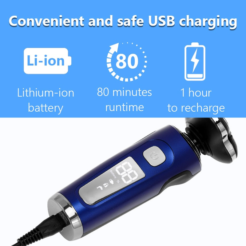 4 in 1 Electric Shaver 3D Floating Cutters USB Fast Charge Shaving Razor Machine for Men Blades Portable Beard Trimmer Clipper