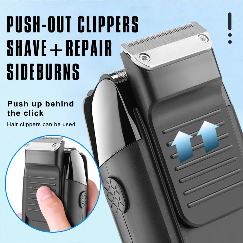 LCD Electric Mini Beard Shavers for Men's Face Cleaning and Straight Razor Bald Head Hair Trimmers Repair Sideburns Pocket Razor