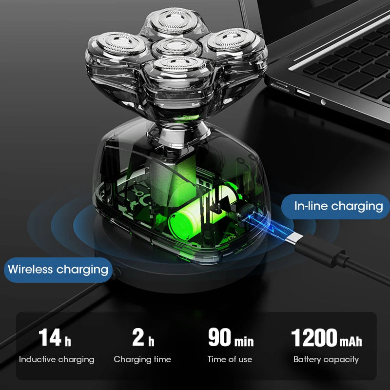 Graffiti Men's Electric Shaver Head Bald Hair Clipper Wireless Charging Men's Razor