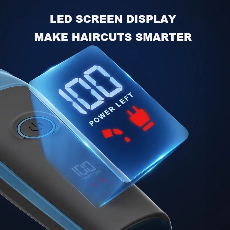 Full Body Wash Electric Hair Trimmer LCD Digital Display Hair Salon Professional Finish Machine with Stand for Men