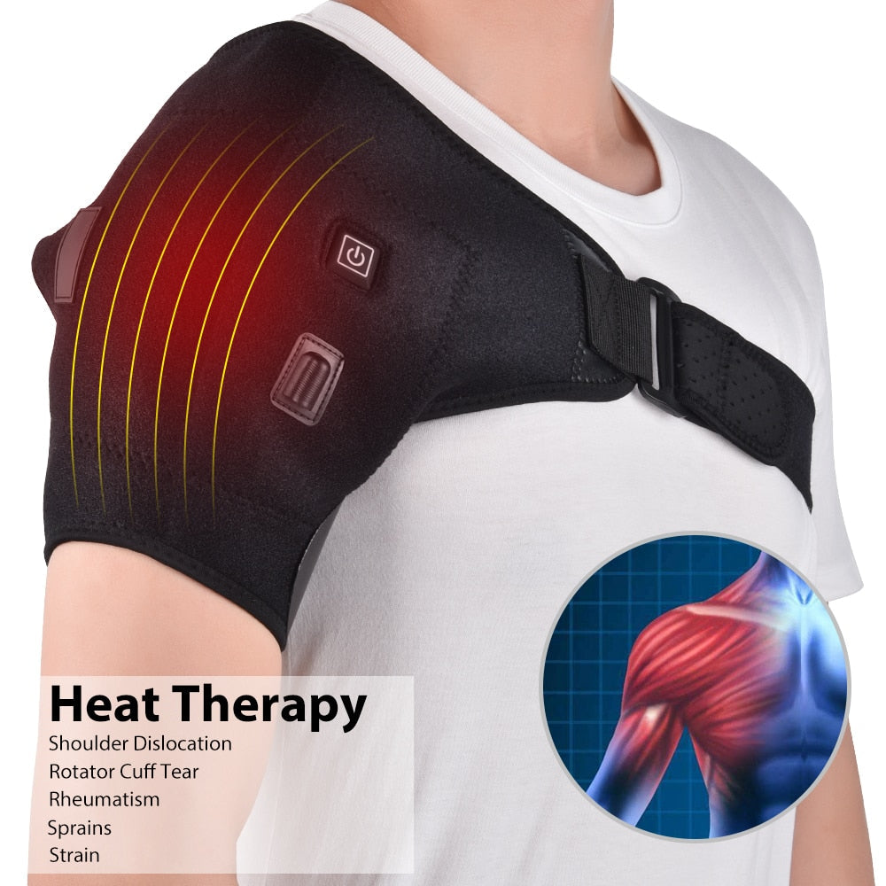 Electric Heat Adjustable Shoulder Brace Back Support Belt for Dislocated Shoulder Rehabilitation Injury Pain Wrap