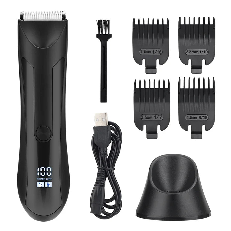 Hair Clipper LCD Electric Men's Body Hair Trimmer Shaver USB Wireless Waterproof Pofessional Beard Haircut Trimmer Men