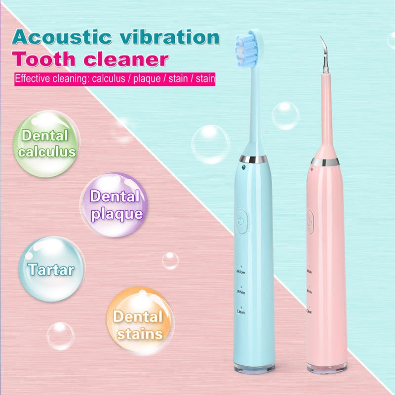 Newest 6in1 Electric Toothbrush Tooth Cleaner USB Rechargeable 3 Modes Sonic Dental Scaler High-frequency to Remove Tartar Stain