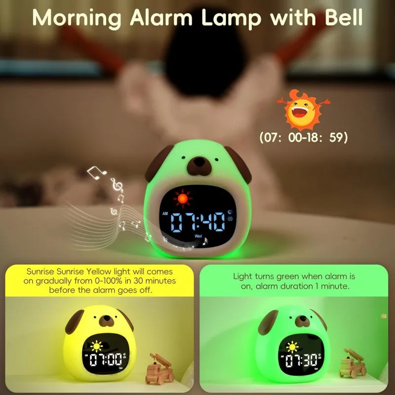 Alarm Clock for Teenager Puppy-Shape Toddler Sleep Training Clock Cute Touch Night Light for Teenager Bedroom