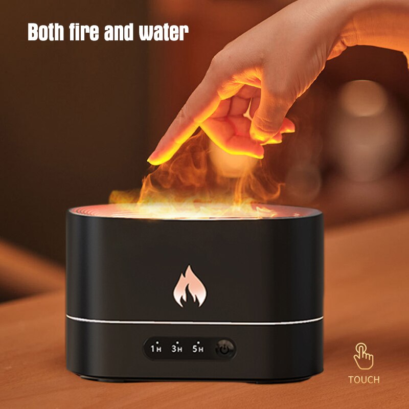 180ML Air Humidifier Essential Oil Diffuser Ultrasonic Mist Maker Simulation Flame Lamp USB for Living Room Yoga