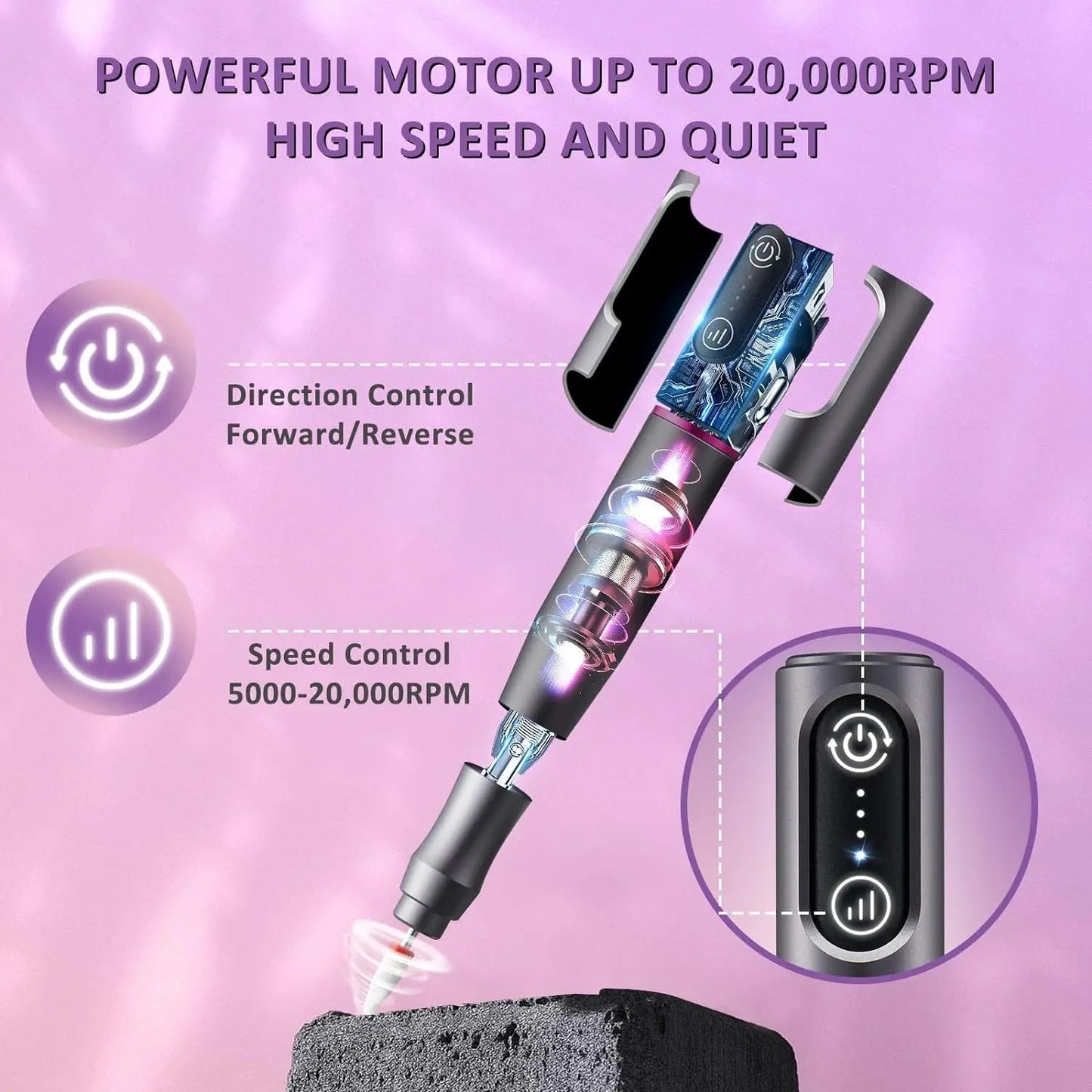 Electric Nail Drill Machine Professional Electric Nail File for Acrylic Gel Nails Efile Manicure for Grinding Polishing Trimming