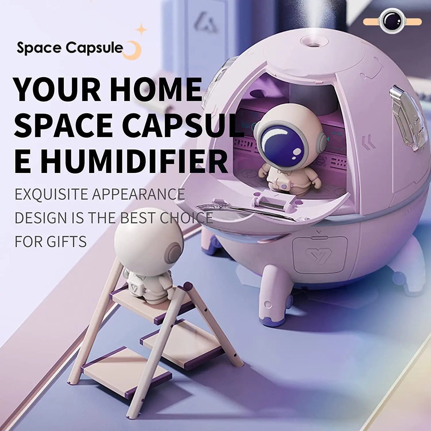 Portable Mini Humidifier Astronaut Space Small Cool Mist Humidifiers 220ML USB Desktop Humidifier with Auto Shut Off Night Light