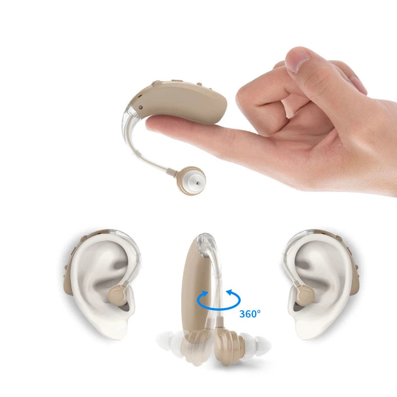 Rechargeable USB Hearing Aid Behind the Ear Sound Amplifier Elderly Noise Cancelling Deaf Care