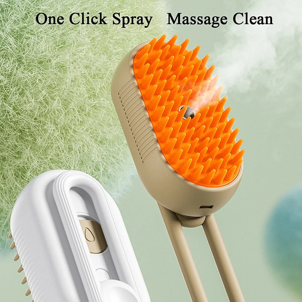 Steamy Cat Brush 3 in 1 Electric Anti-splashing Cat Brush with Steam Spray for Massage Pet Grooming Comb Hair Removal Combs
