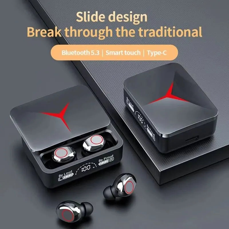 Bluetooth Earphones Slide Cover Charging Case Led Gaming Lights 3D Sound Long Battery Life Game Mode Instant Connection