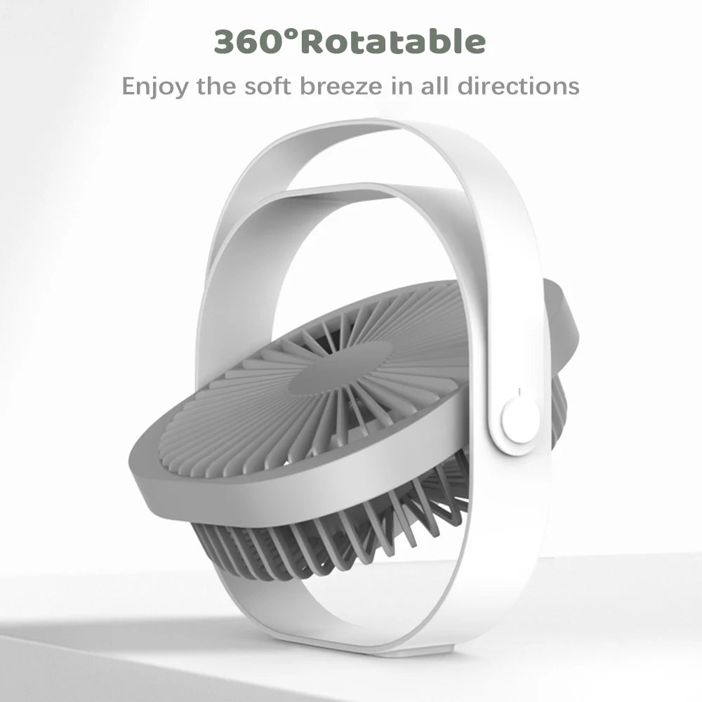 Rechageable Desktop Fan USB Fan 360° Rotatable Fan for Desk Portable Fan Mini Fan with Built-in 4000mAh Battery