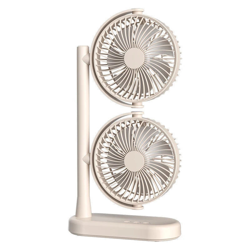 Dual Head Fan with Adjustable Air Speed and Direction USB Powered Convenient Desktop Fan