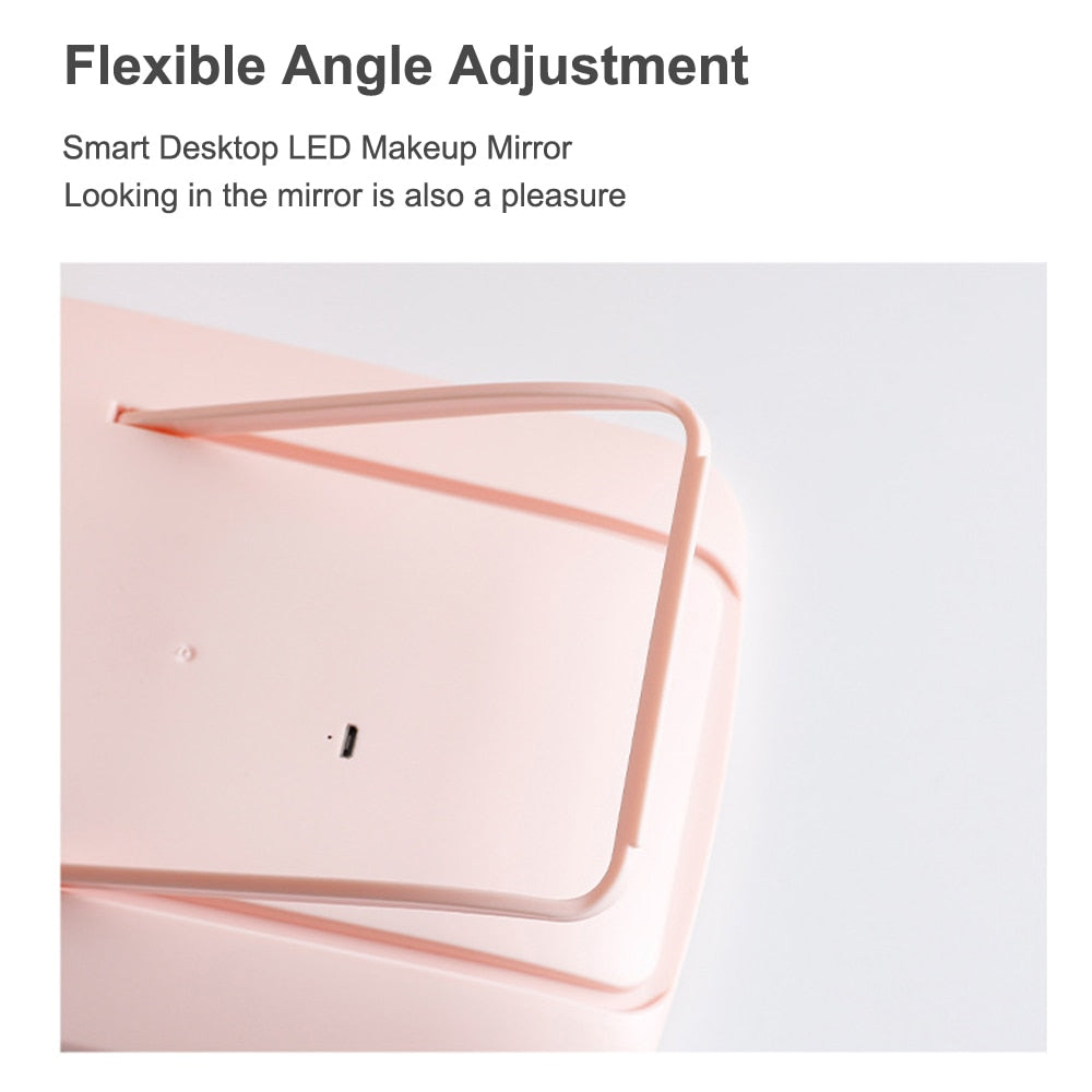 LED Makeup Mirror Touch Screen Vanity Mirrors USB Charging Cosmetic Mirror 3 Brightness Desktop Mirror for Bedroom Travel