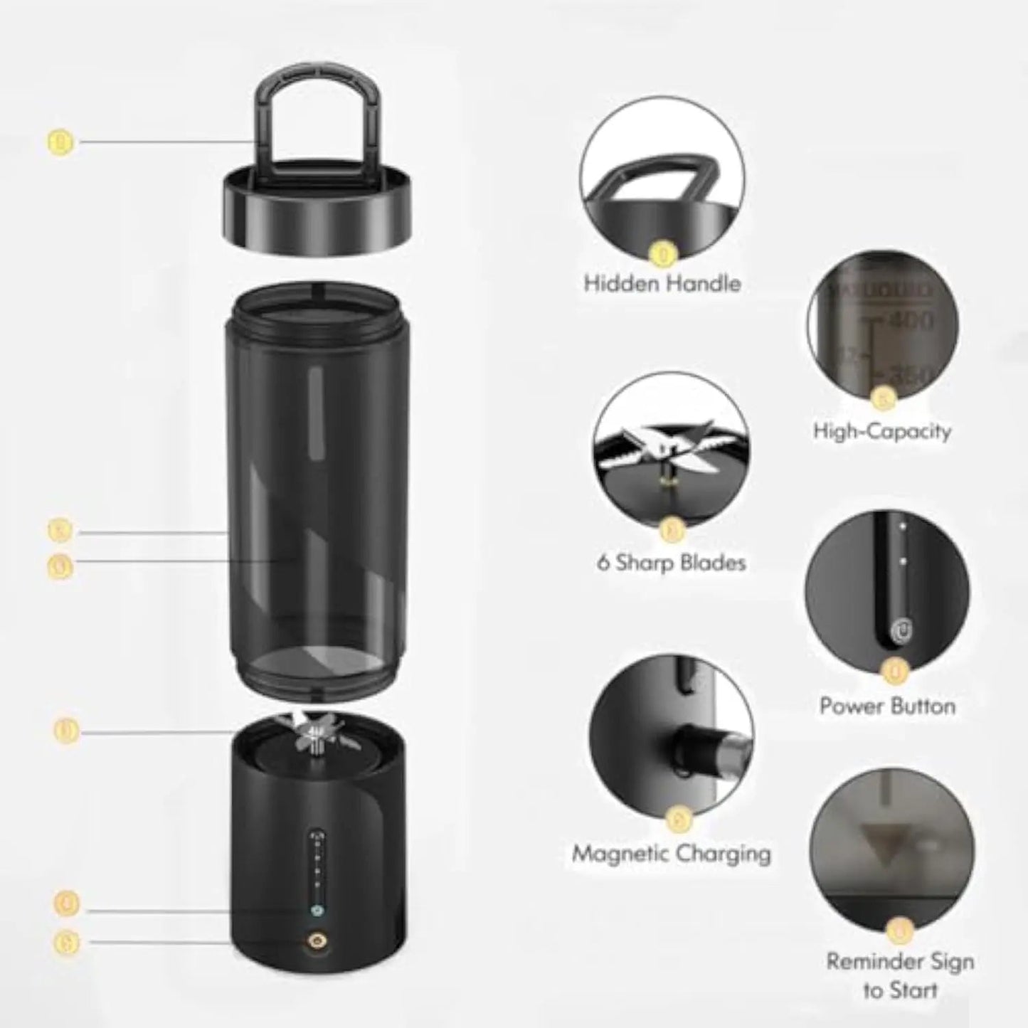 Portable Blender Fresh Juice Mixer Home Electric Wireless Charge Mini Fruit Mixers Juicer Cup Blender Milkshake Juice Maker