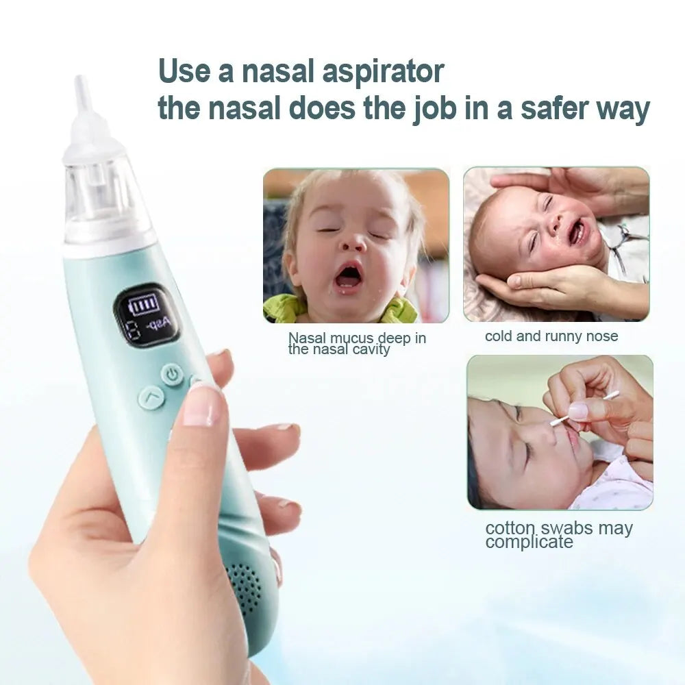 Kid Nose Cleaner Silicond Adjustable Suction Electric Kids Nasal Aspirator Health Convenient Low Noise 3 Suction Heads