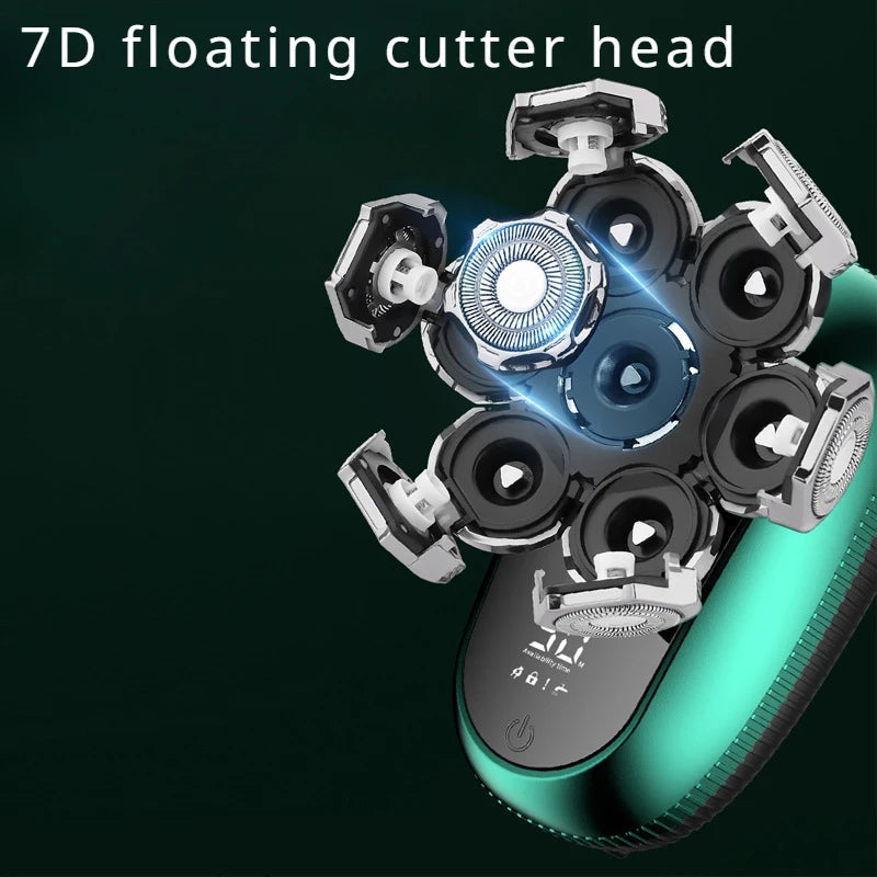 6 in 1 Electric Head Shaver for Bald Men 7D Floating Cutter Beard Trimmer Clipper Shaving USB Wireless Charging