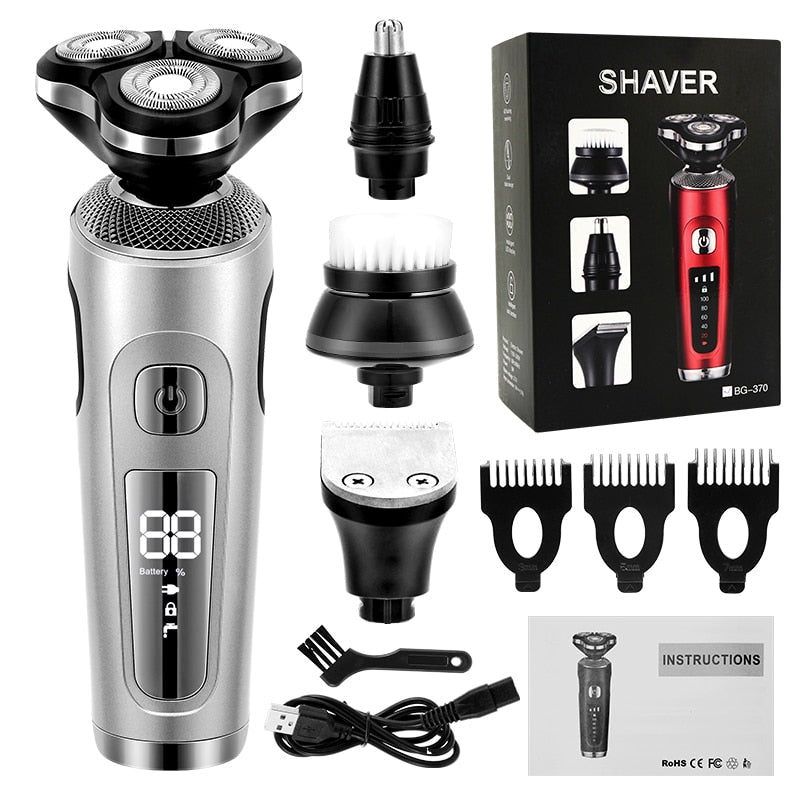 Multi-function Electric Shaver Electric Razor USB Rechargeable Shaving Machine for Men 3 Blades Portable Beard Trimmer Clipper