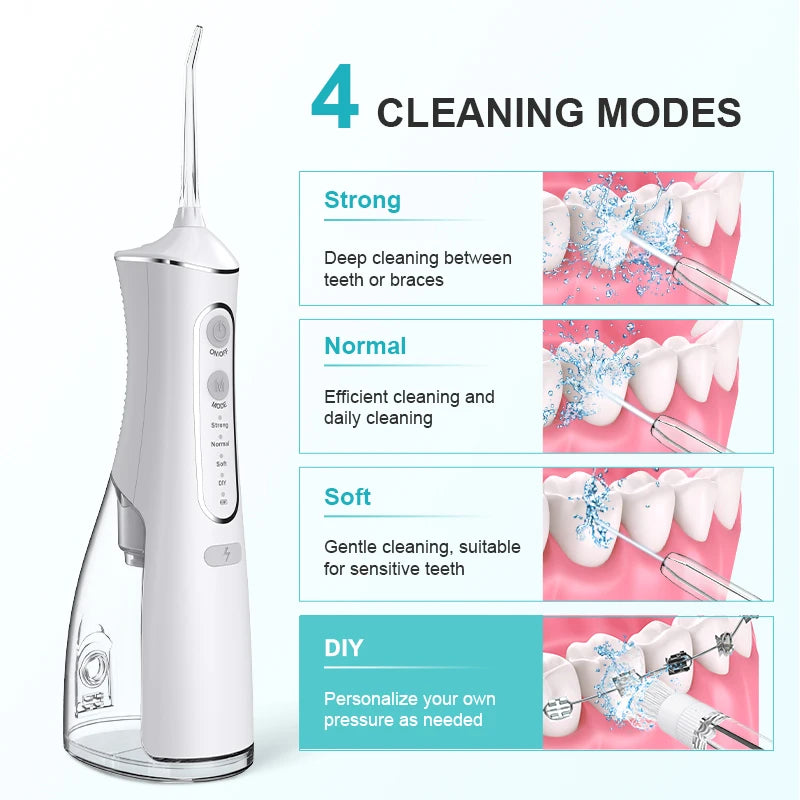 Oral Irrigator Tooth Scaler 4-speed Adjustment Water Flosser Portable Dental Water Jet IPX7 Waterproof Teeth Cleaner