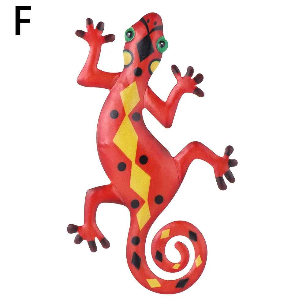 Metal Gecko Wall Decor Art Craft Inspirational Sculpture Hang Indoor Outdoor Home Garden Bedroom Office Landscape Decoration