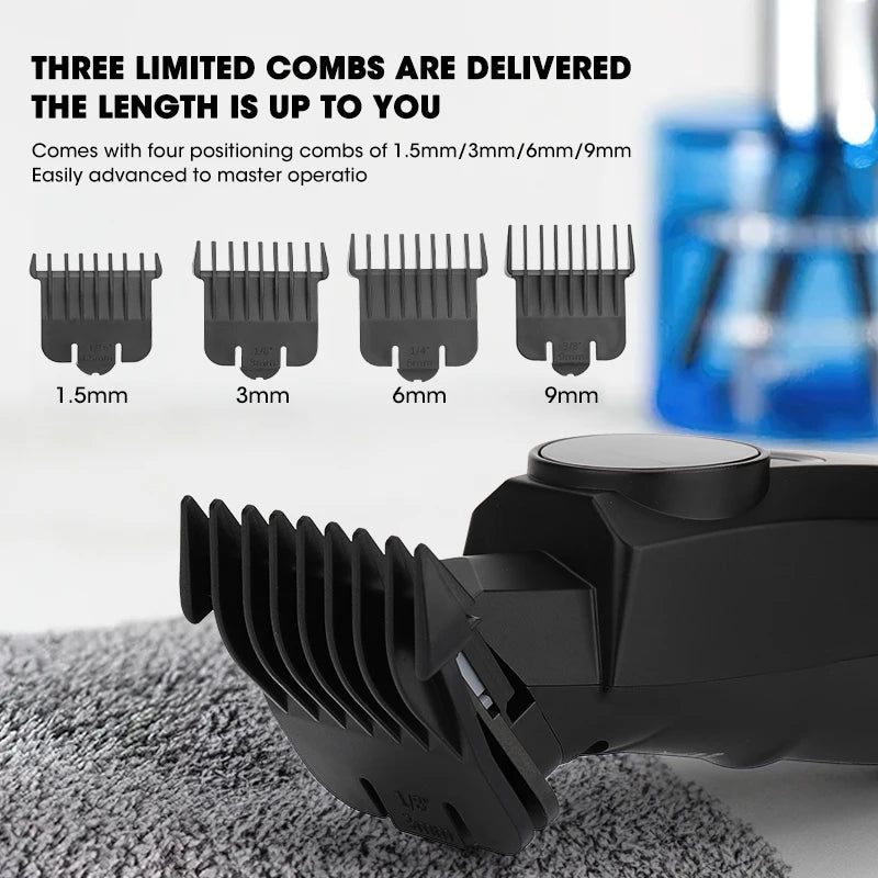 Professional Electric Beard Hair Clipper 10W High Power Rechargeable Hair Trimmer for Men Barber Hair Cutting Machine