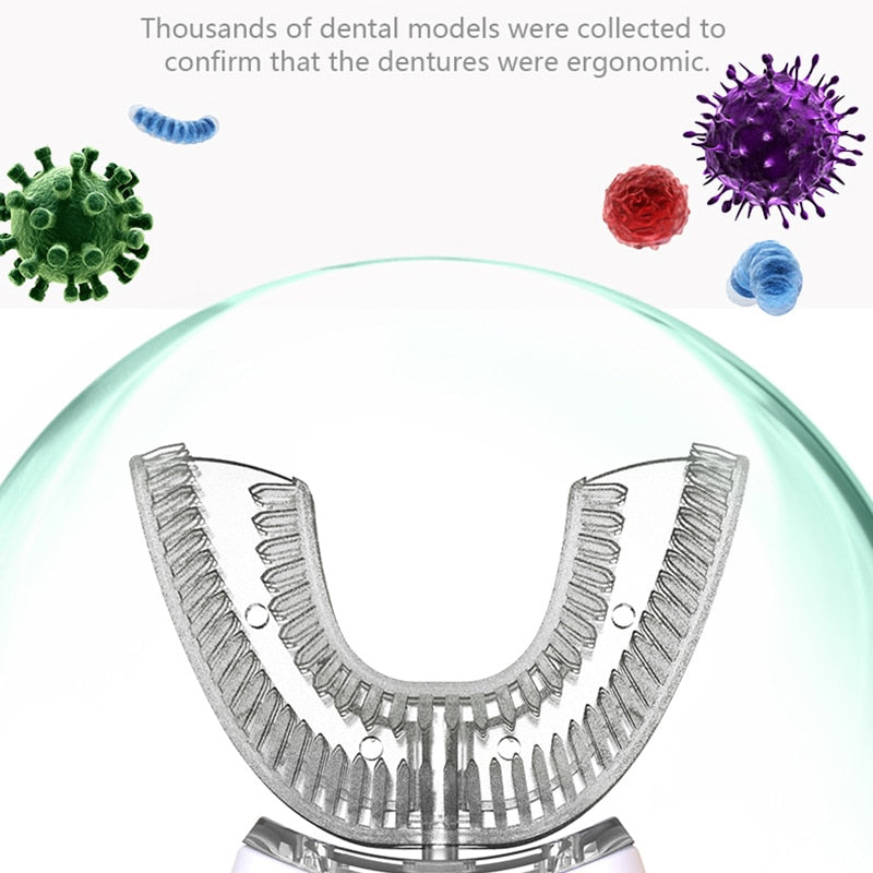 360 Degrees Intelligent Automatic Soft Sonic Electric Toothbrush U Type USB Charging Tooth Whitening Automatic Cleaning Machine