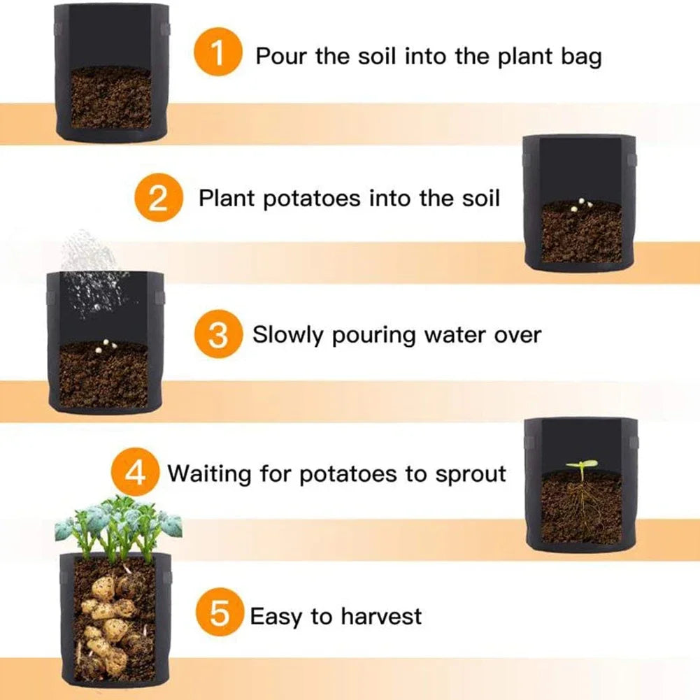 3PCS Felt Plant Grow Bags Nonwoven Fabric Garden Potato Pot Greenhouse Vegetable Growing Bags Moisturizing Vertical Tools