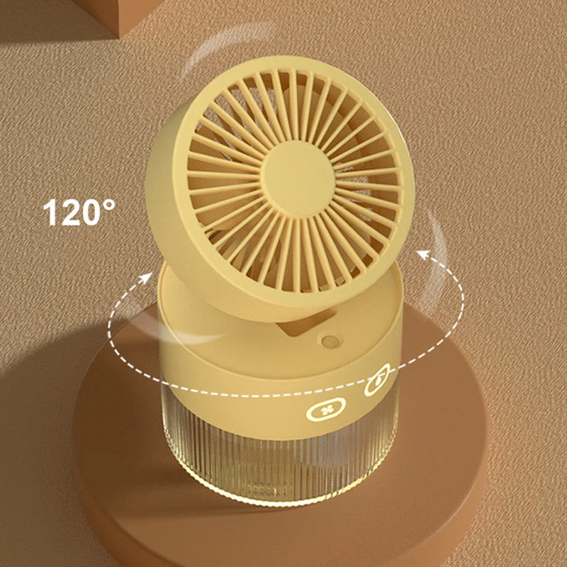 Spray Cooling Fan USB Mini Fan Desktop Turbine Foldable Cold Air Humidification Spray Fan Multifunctional Night Light